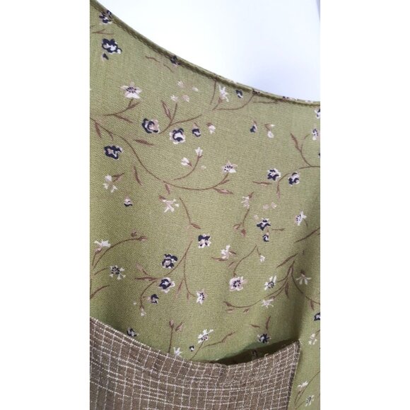 Cactus Flower Maxi Dress Womens M Sleeveless Green Floral Jumper USA Vintage 90s - Picture 5 of 10